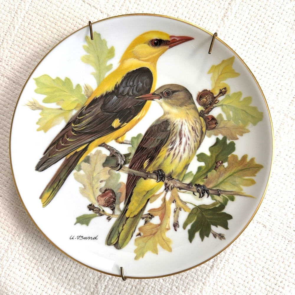VTG 80s WWF Golden Oriole Collector Plate Ursula Band Tirschenreuth Germany 22K